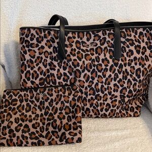 Kate Spade Leopard Print Tote and Pouch